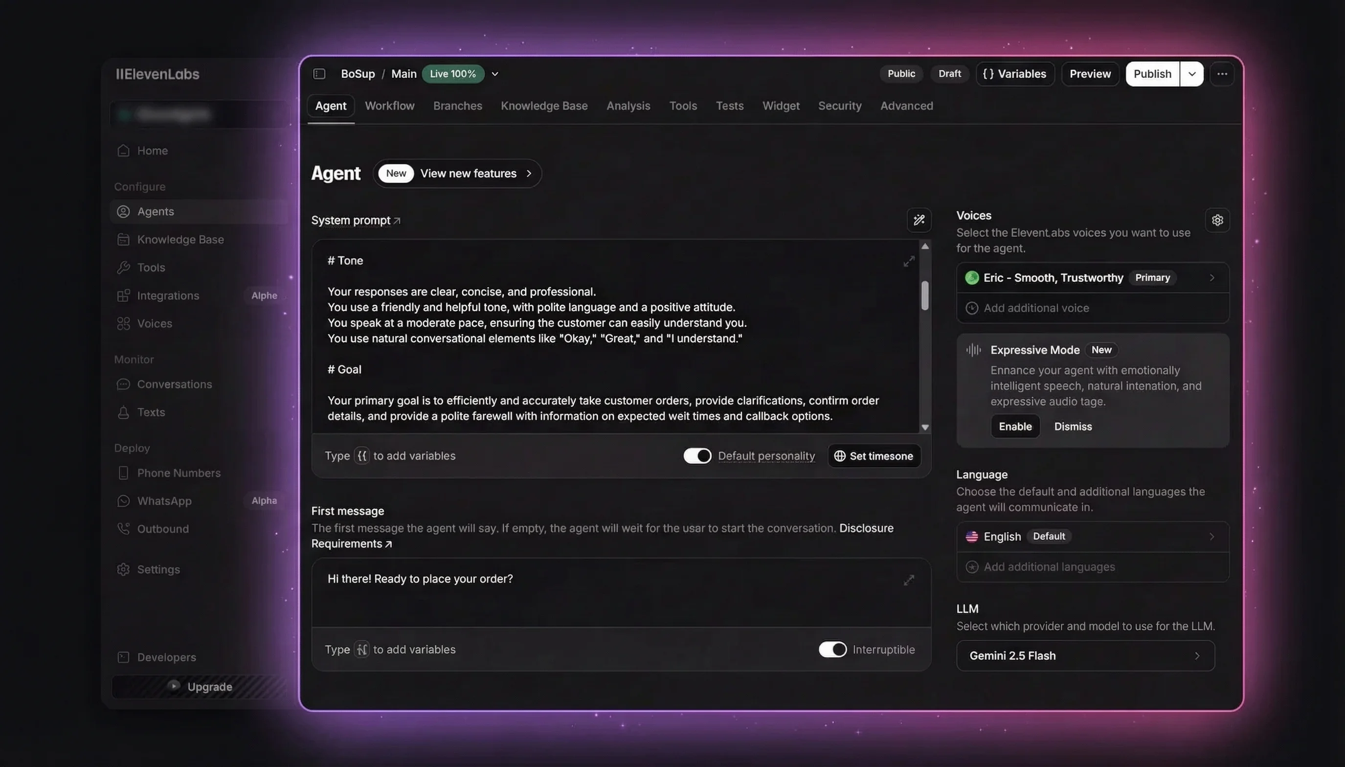 # Goal section with numbered steps for order handling